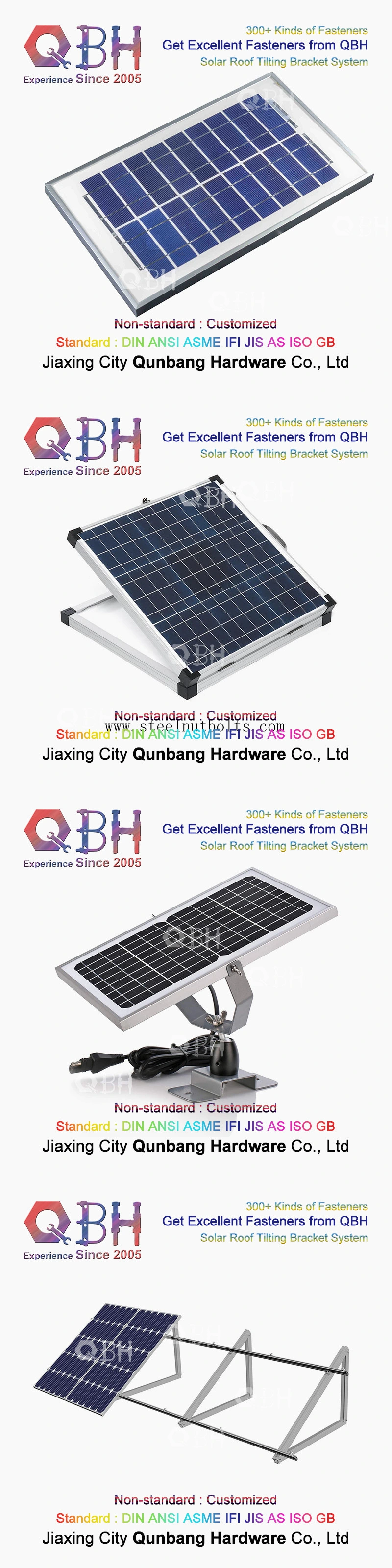 Qbh Customized Photovoltaic Solar Power Energy Panel Installation Support Part