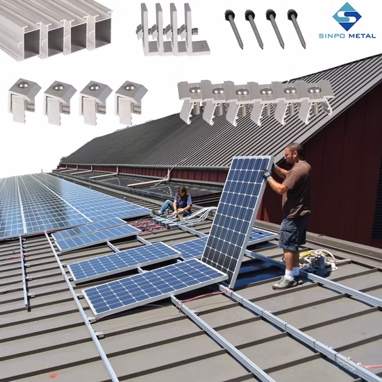 Trilho de alumínio fotovoltaico de suporte de painel solar galvanizado por imersão a quente